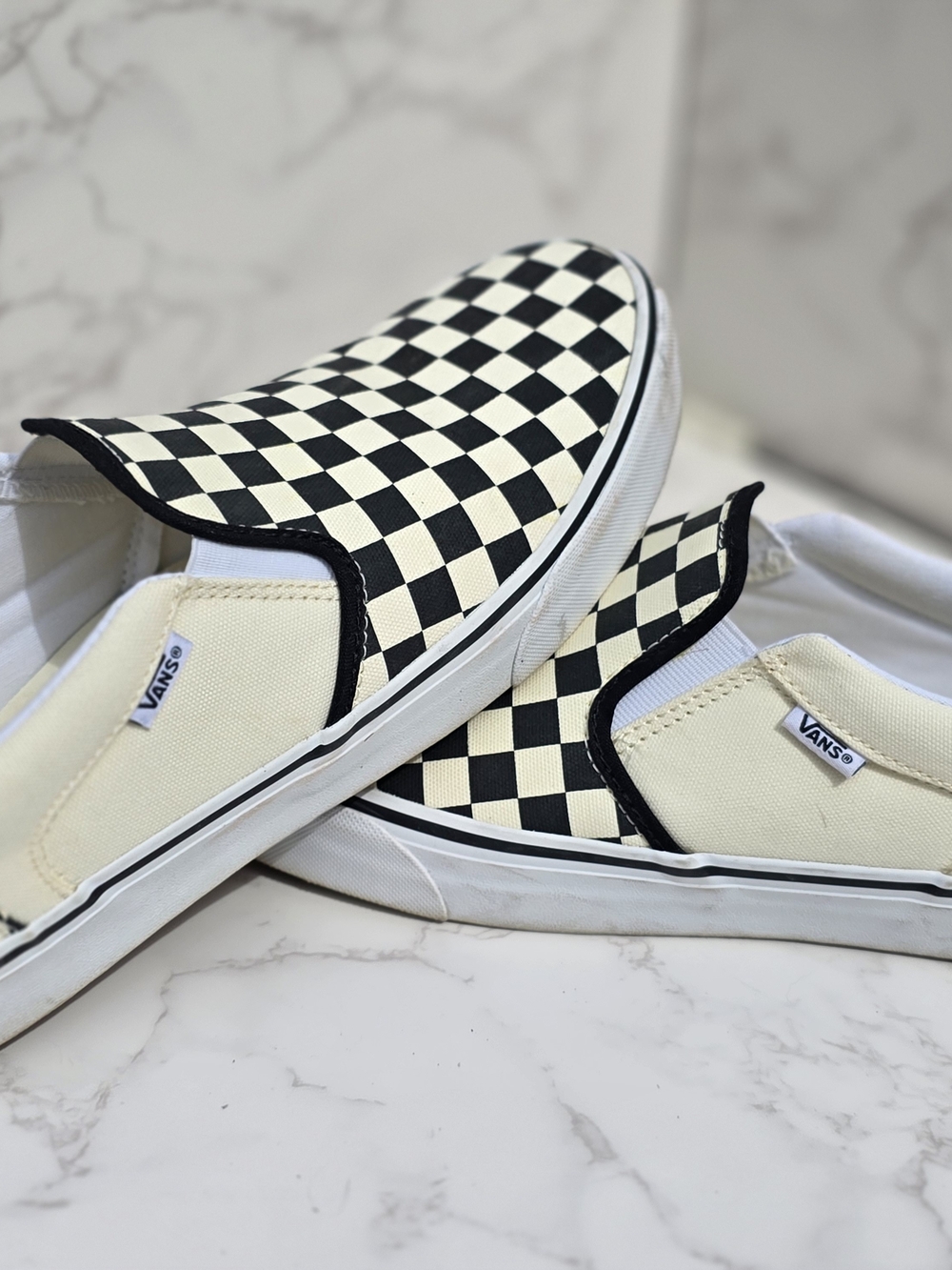 Vans Classic Slip-On Checkerboard in Black & Cream